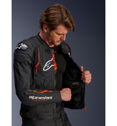 Chaqueta Alpinestars Dusk Airflow Leather Negro Rojo Fluor |3100525-1030|