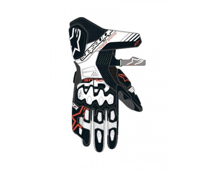 Guantes Alpinestars Gp Plus R V3 Leather Negro Blanco Rojo Fluor |3550825-1231|