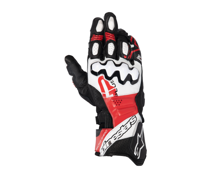 Guantes Alpinestars Gp Plus R V3 Leather Negro Blanco Rojo Brillo |3550825-1304|