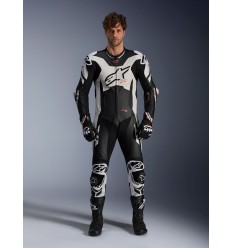 Mono Alpinestars Cuero Gp Plus V4 Sprint 1Pc Negro Blanco Rojo Fluor