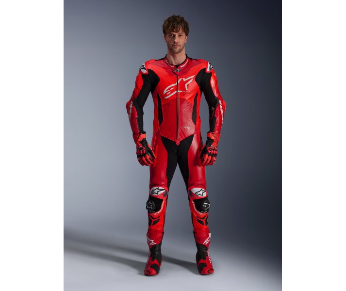 Mono Alpinestars Cuero Gp Plus V4 Sprint 1Pc Rojo Fluor Blanco |3150225-3087|