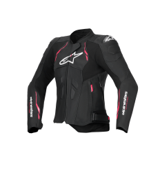 Chaqueta Alpinestars Mujer Dusk Leather Negro Diva Rosa Blanco