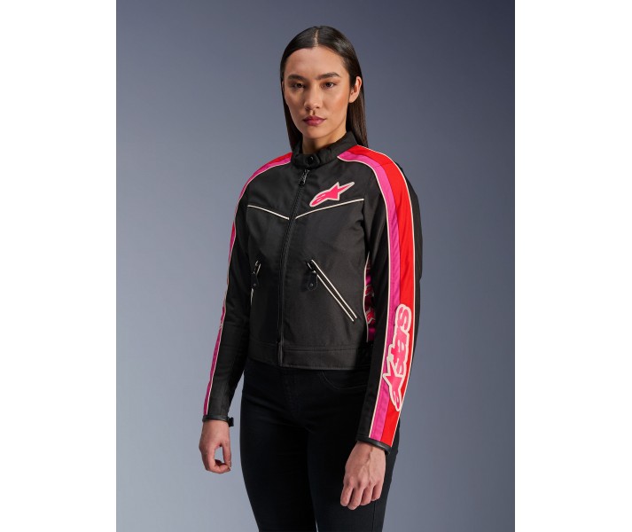 Chaqueta Alpinestars Mujer T-Dyno Wr Negro Rojo Brillo Fucsia |3210625-1499|