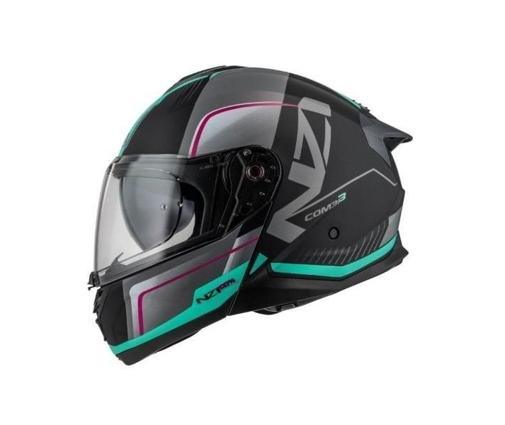 Casco Nzi Combi 3 Duo Orbe Negro Turquesa Antracita Mate