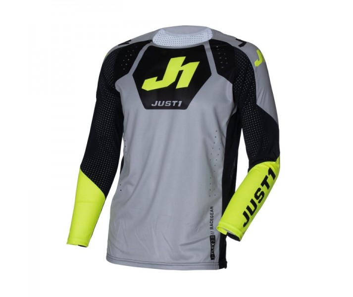 Camiseta Mx Just1 J-Flex 2.0 District Gris Amarillo Fluor Negro